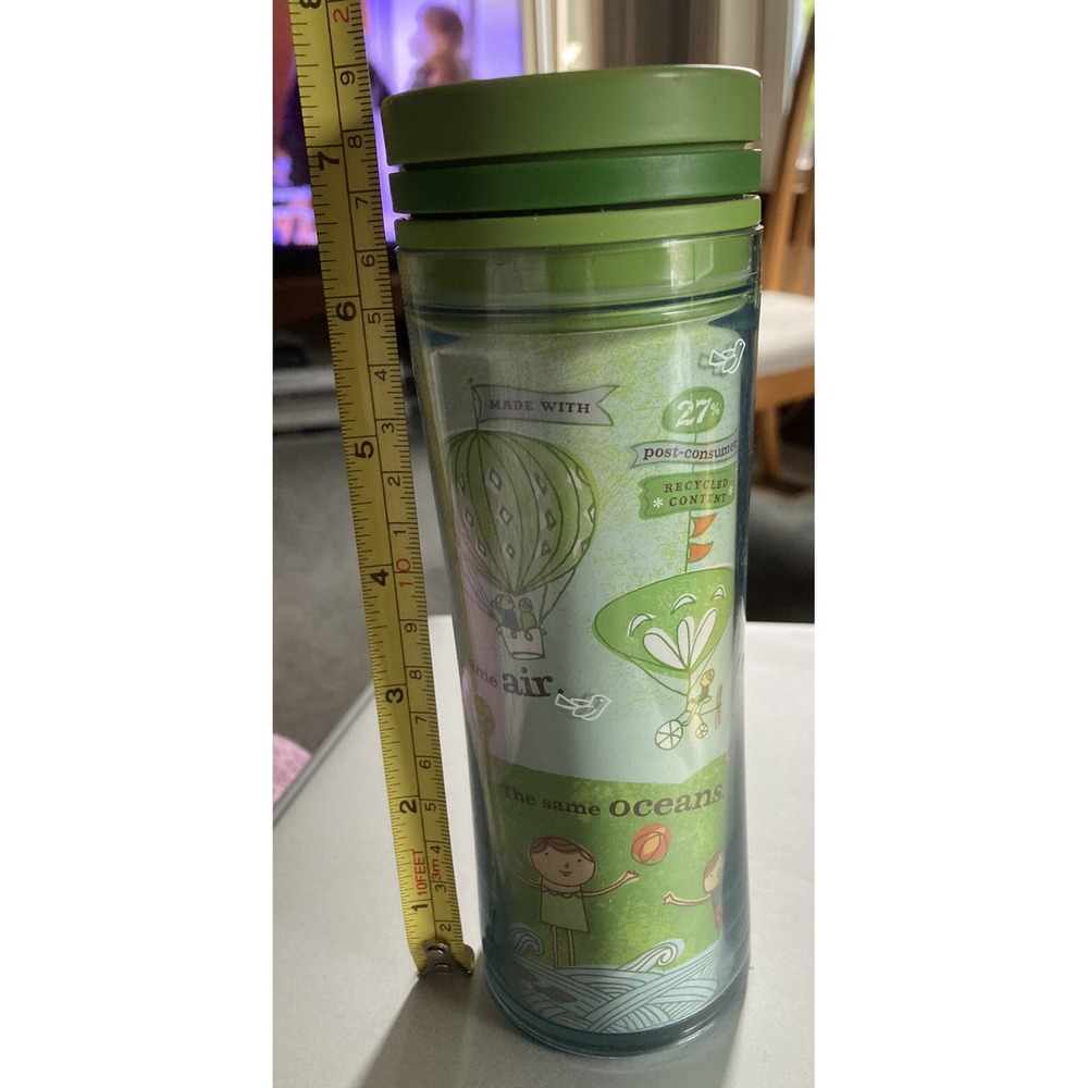 Starbucks Tumbler Coffee Mug 2009 Travel Cup 8oz Green Hot Cold Earth Day Kids